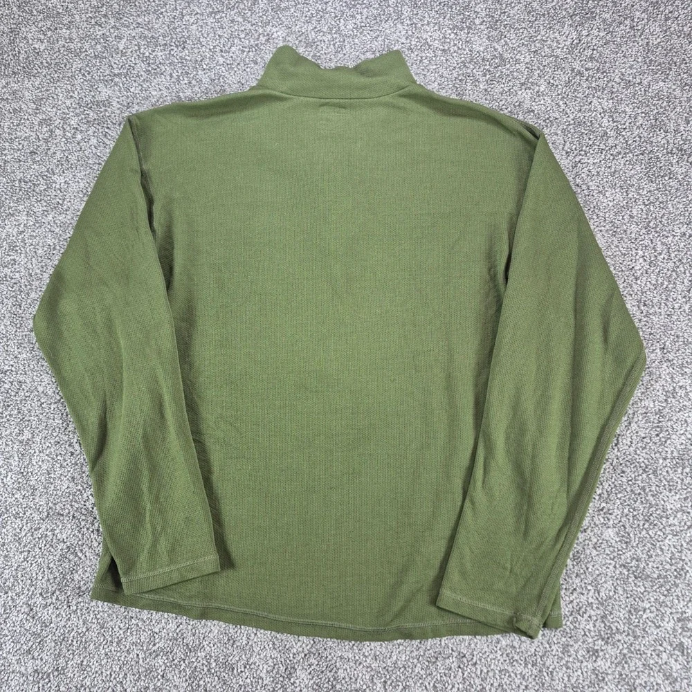 VTG The North Face‎ Pullover Mens Medium Green 1/4 Zip Waffle Knit Made in USA